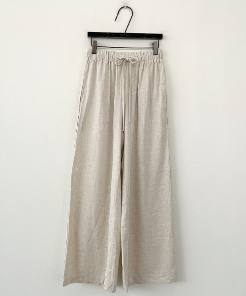 NANING9（ナンニング）の「NANING9 ベーシックリネンワイドパンツ（その他パンツ・レディース・アイボリー/ベージュ/スカイブルー・FREE）」の8枚目の写真