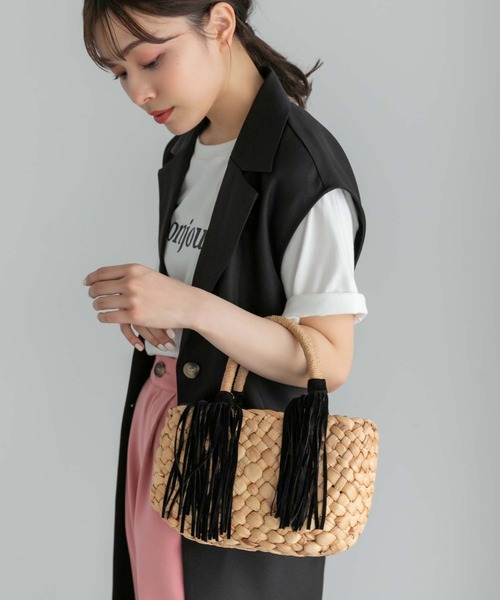 Edit Sheen（エディットシーン）の「スウェードフリンジかごバッグ（かごバッグ・レディース・キャメル/ブラック/グレー・FREE）」の5枚目の写真