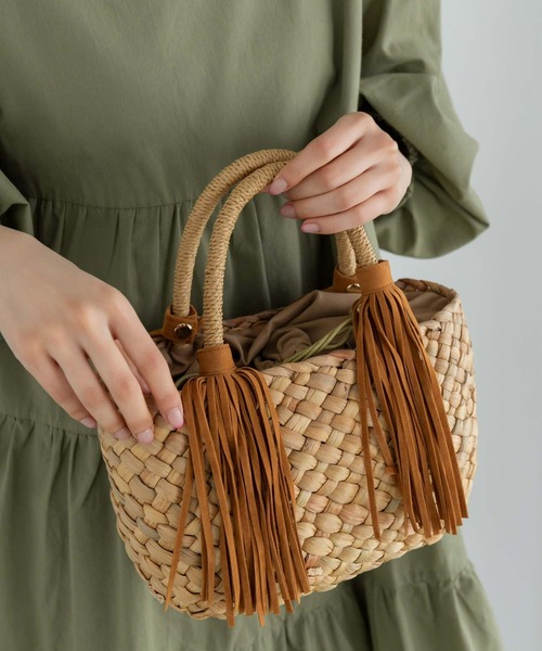 Edit Sheen（エディットシーン）の「スウェードフリンジかごバッグ（かごバッグ・レディース・キャメル/ブラック/グレー・FREE）」の10枚目の写真