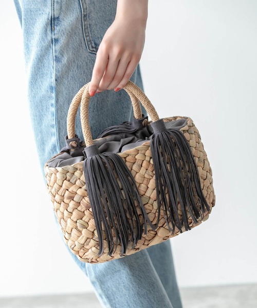Edit Sheen（エディットシーン）の「スウェードフリンジかごバッグ（かごバッグ・レディース・キャメル/ブラック/グレー・FREE）」の14枚目の写真
