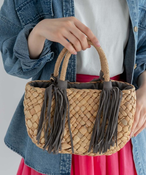Edit Sheen（エディットシーン）の「スウェードフリンジかごバッグ（かごバッグ・レディース・キャメル/ブラック/グレー・FREE）」の8枚目の写真