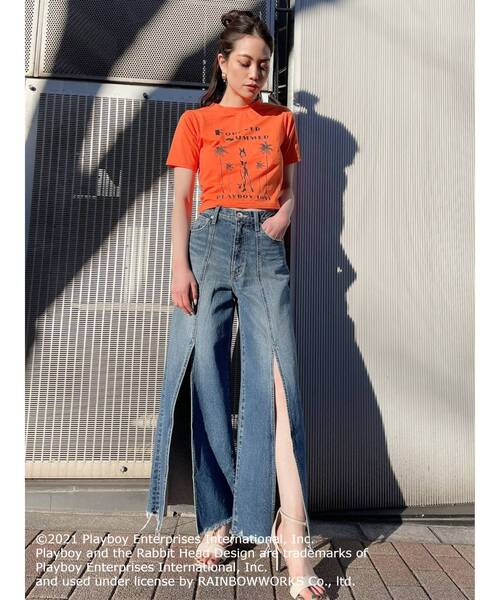 PLAYBOY（プレイボーイ）の「PLAYBOY FOREVER SUMMER ショートTシャツ（Tシャツ/カットソー・レディース・オフホワイト/オレンジ/ブラック・FREE）」の16枚目の写真