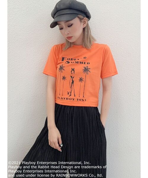 PLAYBOY（プレイボーイ）の「PLAYBOY FOREVER SUMMER ショートTシャツ（Tシャツ/カットソー・レディース・オフホワイト/オレンジ/ブラック・FREE）」の20枚目の写真