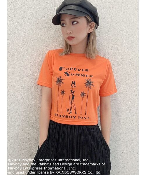PLAYBOY（プレイボーイ）の「PLAYBOY FOREVER SUMMER ショートTシャツ（Tシャツ/カットソー・レディース・オフホワイト/オレンジ/ブラック・FREE）」の22枚目の写真