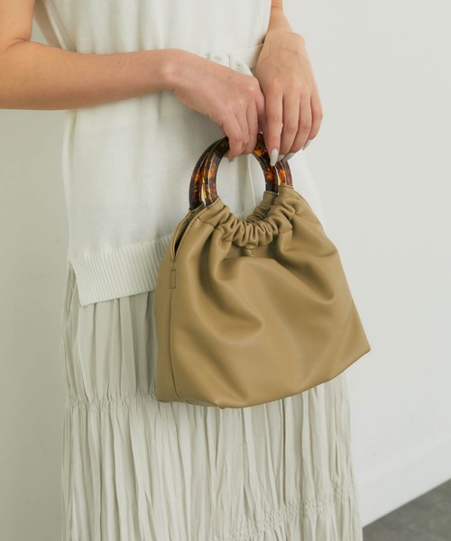 LIPSERVICE(リップサービス)の「マーブルハンドルギャザーBAG(トートバッグ・レディース・ベージュ/ブラック/アイボリー・FREE)」の3枚目の写真