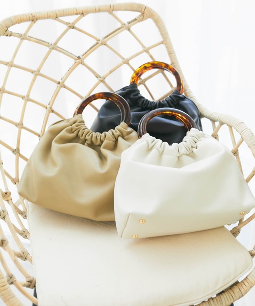 LIPSERVICE(リップサービス)の「マーブルハンドルギャザーBAG(トートバッグ・レディース・ベージュ/ブラック/アイボリー・FREE)」の10枚目の写真