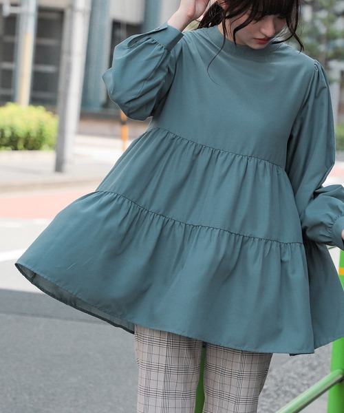 Honeys(ハニーズ)の「ティアードブラウス(シャツ/ブラウス・レディース・ブラック/ブラウン/アイボリー/ブルーグリーン・S/M/L)」の1枚目の写真