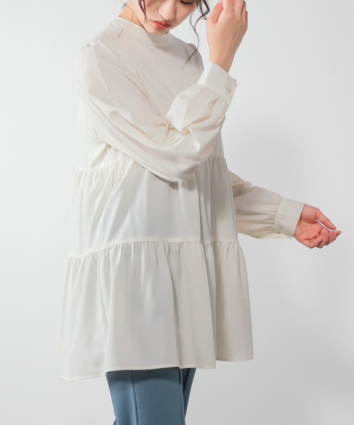 Honeys(ハニーズ)の「ティアードブラウス(シャツ/ブラウス・レディース・ブラック/ブラウン/アイボリー/ブルーグリーン・S/M/L)」の2枚目の写真