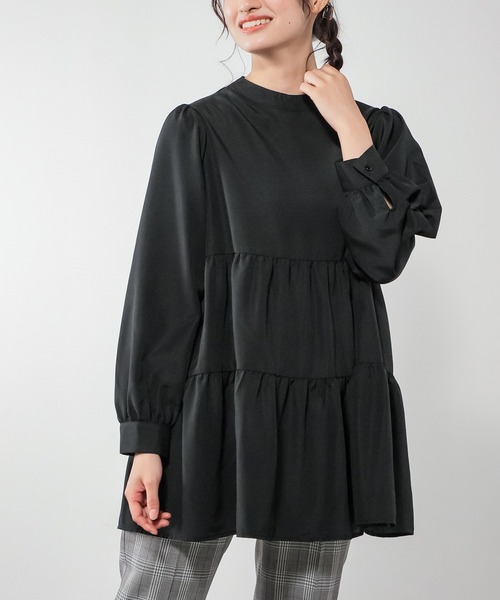 Honeys(ハニーズ)の「ティアードブラウス(シャツ/ブラウス・レディース・ブラック/ブラウン/アイボリー/ブルーグリーン・S/M/L)」の3枚目の写真