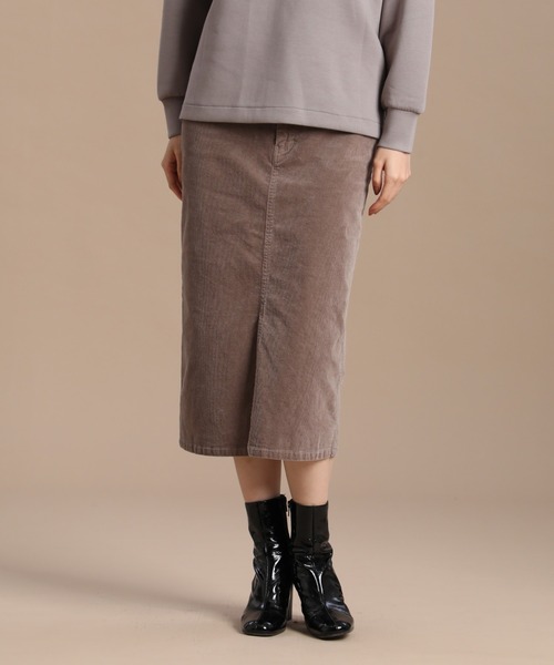 INED（イネド）の「コーデュロイタイトスカート（スカート・レディース・サンドグレー/ライトグレー/アイボリー・9号/7号/11号）」の3枚目の写真