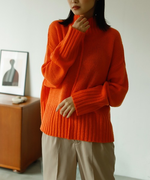 Birthday room（バースデイルーム）の「センターラインオフタートルニット（ニット/セーター・レディース・グレー/オレンジ/ブルー/ライトグリーン/ナチュラル・FREE）」の5枚目の写真