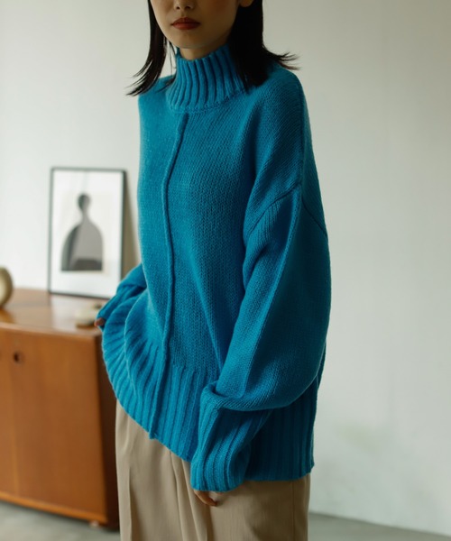 Birthday room（バースデイルーム）の「センターラインオフタートルニット（ニット/セーター・レディース・グレー/オレンジ/ブルー/ライトグリーン/ナチュラル・FREE）」の4枚目の写真