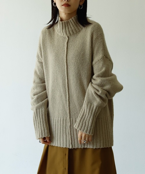 Birthday room（バースデイルーム）の「センターラインオフタートルニット（ニット/セーター・レディース・グレー/オレンジ/ブルー/ライトグリーン/ナチュラル・FREE）」の7枚目の写真