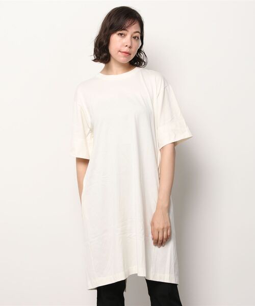 OUD Back slit long T-shirt 直営の通販サイト シャツワンピース(Back Slit Dress) Shirts ひざ丈ワンピース