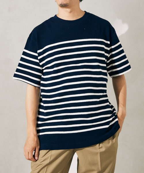 JOURNAL STANDARD relume（ジャーナルスタンダード　レリューム）の「インレイ ボーダーTシャツ（Tシャツ/カットソー・メンズ・ブラック/ホワイト/ネイビー/ボルドー・MEDIUM/LARGE）」の3枚目の写真
