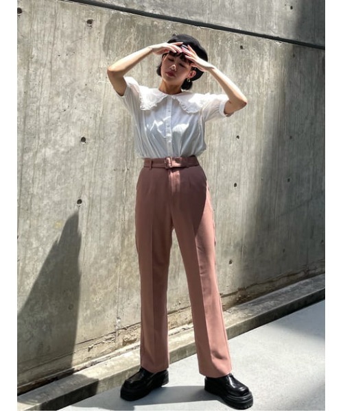 SLY（スライ）の「WOOL MIX STRAIGHT PT ウールミックスストレート パンツ（スラックス・レディース・ベージュ/スモークピンク・1/2）」の22枚目の写真