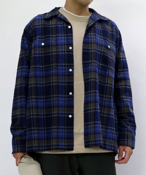 PENDLETON（ペンドルトン）の「PENDLETON　チェックオープンカラーシャツ（シャツ/ブラウス・メンズ・ブルー/その他/グレー/パープル・LARGE/MEDIUM）」の2枚目の写真