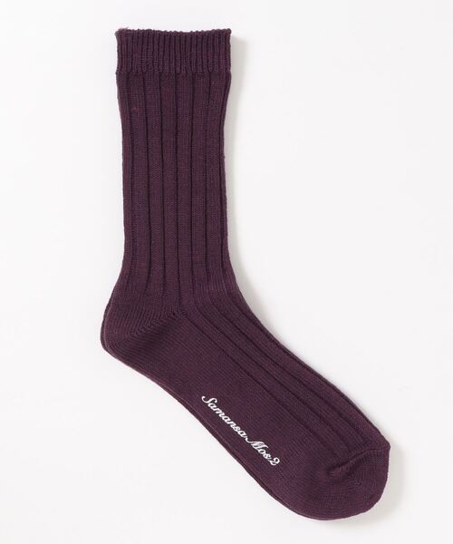 Samansa Mos2（サマンサ モスモス）の「プレーンリブソックス（ソックス/靴下・レディース・ベージュ/パープル/ブラウン/グリーン・ﾌﾘ-）」の4枚目の写真