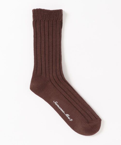 Samansa Mos2（サマンサ モスモス）の「プレーンリブソックス（ソックス/靴下・レディース・ベージュ/パープル/ブラウン/グリーン・ﾌﾘ-）」の2枚目の写真