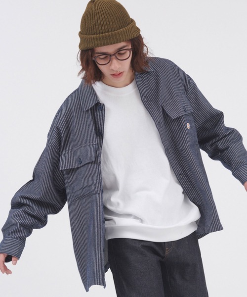 Dickies(ディッキーズ)の「Dickies/ディッキーズ ベーシック綾織りドロップショルダーワークシャツ(シャツ/ブラウス・メンズ・ブルー/ブラック/ネイビー/ベージュ・M/XL/L)」の14枚目の写真