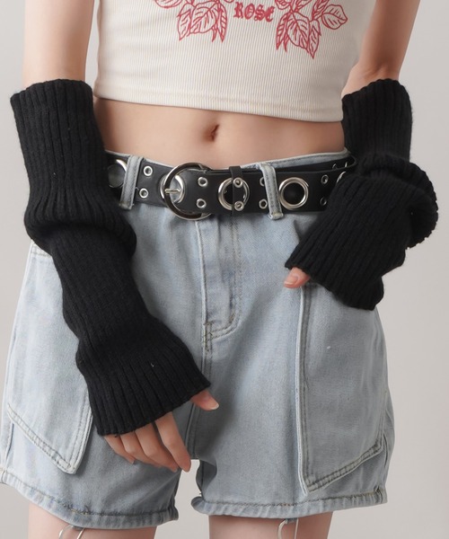 SPINNS（スピンズ）の「43cm ニットレッグウォーマー アームカバー（レッグウォーマー・レディース・ホワイト/ブラック・ONESIZE）」の22枚目の写真