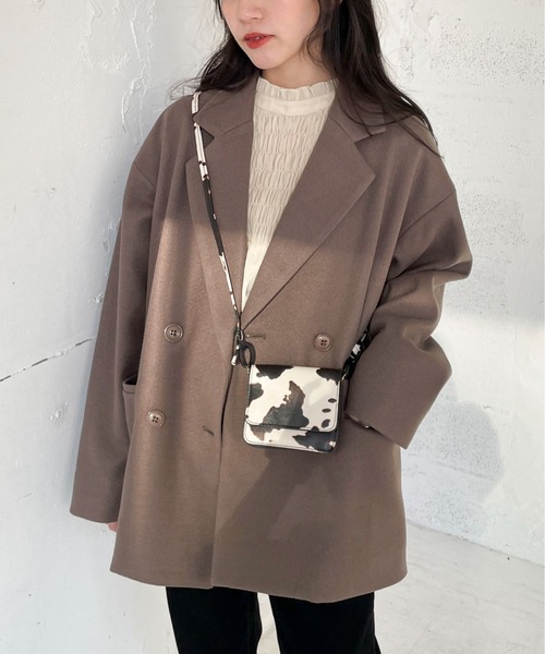 EPIMI E'PIMMY（エピミエピミー）の「テーラードダブルジャケットコート（テーラードジャケット・レディース・ブラック/アイボリー/モカ・MEDIUM）」の3枚目の写真