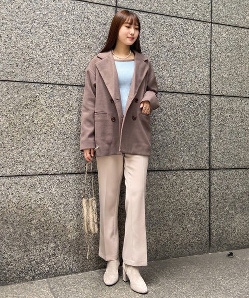 EPIMI E'PIMMY（エピミエピミー）の「テーラードダブルジャケットコート（テーラードジャケット・レディース・ブラック/アイボリー/モカ・MEDIUM）」の10枚目の写真