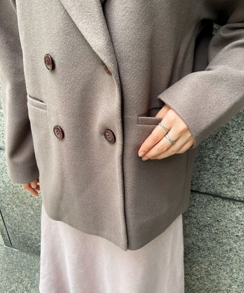 EPIMI E'PIMMY（エピミエピミー）の「テーラードダブルジャケットコート（テーラードジャケット・レディース・ブラック/アイボリー/モカ・MEDIUM）」の12枚目の写真