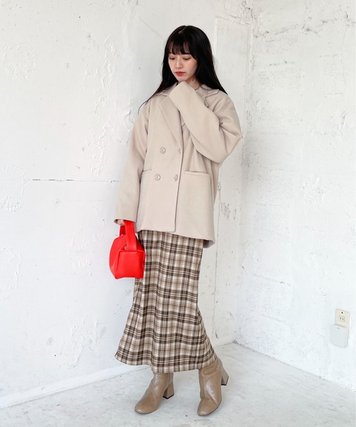 EPIMI E'PIMMY（エピミエピミー）の「テーラードダブルジャケットコート（テーラードジャケット・レディース・ブラック/アイボリー/モカ・MEDIUM）」の5枚目の写真