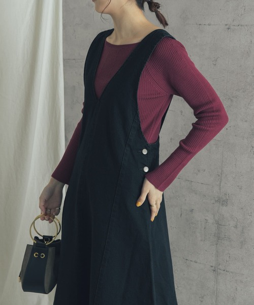 URBAN RESEARCH ROSSO WOMEN（アーバンリサーチ　ロッソ）の「ウォッシャブルリブボートネックニット（ニット/セーター・レディース・ベージュ/パープル系その他/ダークブラウン/ブラック・FREE）」の19枚目の写真