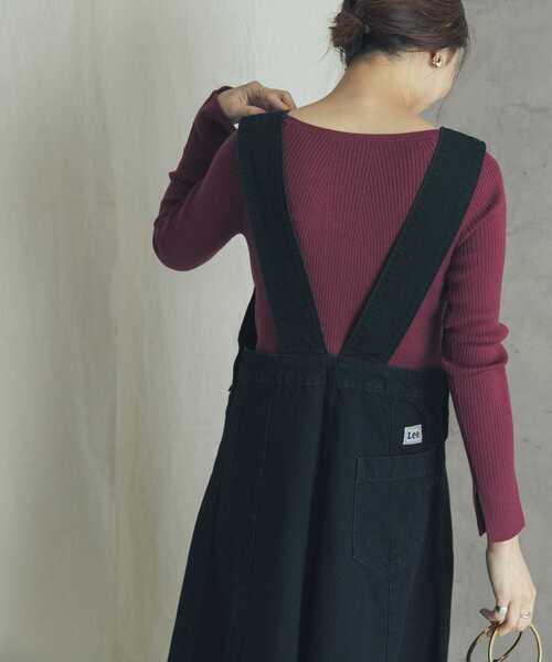 URBAN RESEARCH ROSSO WOMEN（アーバンリサーチ　ロッソ）の「ウォッシャブルリブボートネックニット（ニット/セーター・レディース・ベージュ/パープル系その他/ダークブラウン/ブラック・FREE）」の6枚目の写真