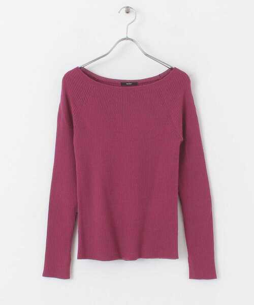 URBAN RESEARCH ROSSO WOMEN（アーバンリサーチ　ロッソ）の「ウォッシャブルリブボートネックニット（ニット/セーター・レディース・ベージュ/パープル系その他/ダークブラウン/ブラック・FREE）」の11枚目の写真