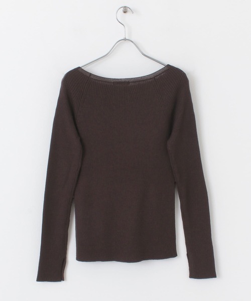 URBAN RESEARCH ROSSO WOMEN（アーバンリサーチ　ロッソ）の「ウォッシャブルリブボートネックニット（ニット/セーター・レディース・ベージュ/パープル系その他/ダークブラウン/ブラック・FREE）」の8枚目の写真
