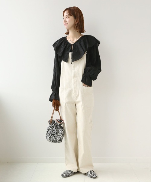 Simplicite(サンプリシテ)の「ジャカードストライプ フリルブラウス(シャツ/ブラウス・レディース・ブラック/ホワイト・FREE)」の12枚目の写真