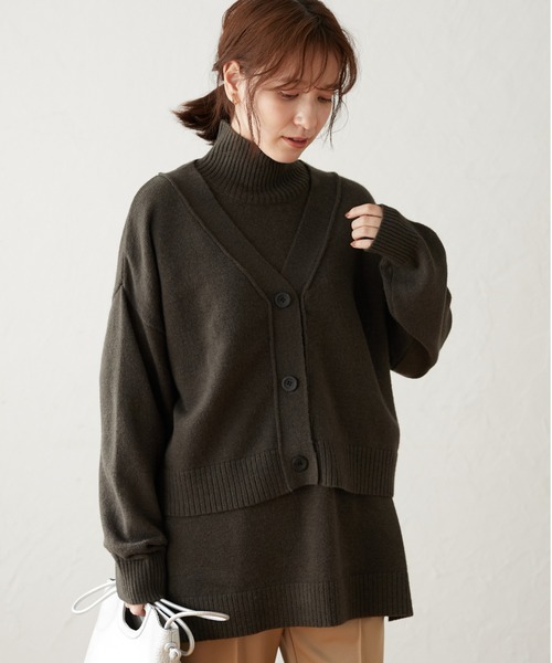 Green　Parks（グリーンパークス）の「ショート丈ニットカーデ＊（カーディガン/ボレロ・レディース・ベージュ/ブラック/カーキ・FREE）」の3枚目の写真