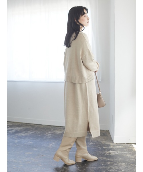 Green　Parks（グリーンパークス）の「ショート丈ニットカーデ＊（カーディガン/ボレロ・レディース・ベージュ/ブラック/カーキ・FREE）」の5枚目の写真