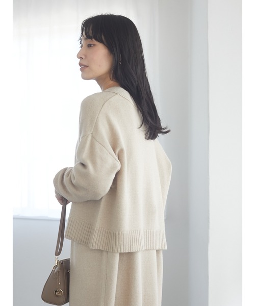 Green　Parks（グリーンパークス）の「ショート丈ニットカーデ＊（カーディガン/ボレロ・レディース・ベージュ/ブラック/カーキ・FREE）」の8枚目の写真