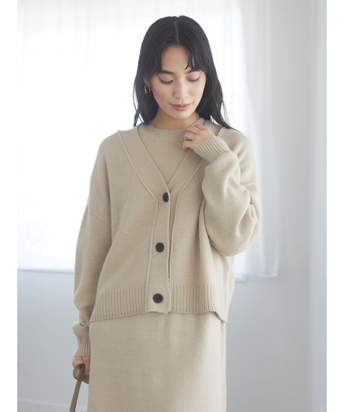 Green　Parks（グリーンパークス）の「ショート丈ニットカーデ＊（カーディガン/ボレロ・レディース・ベージュ/ブラック/カーキ・FREE）」の7枚目の写真