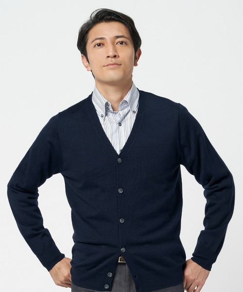 TOKYO SHIRTS(トウキョウシャツ)の「ボンディングカーディガン(カーディガン/ボレロ・メンズ・ネイビー/トップグレー・LL/M/L)」の15枚目の写真