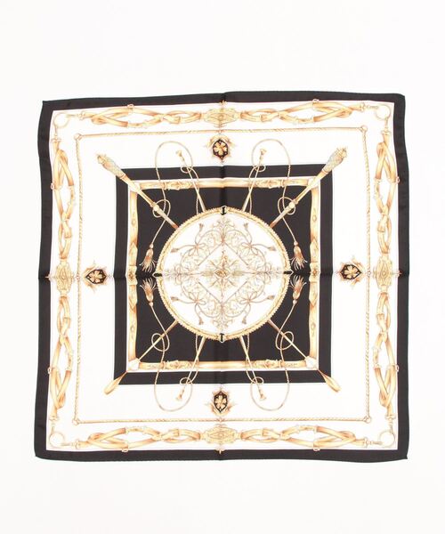 wiz(ウィズ)の「ウィズ wiz / アンティーク 馬具柄 シルク スカーフ 日本製(バンダナ/スカーフ・レディース・ブラック/ネイビー・FREE)」の3枚目の写真