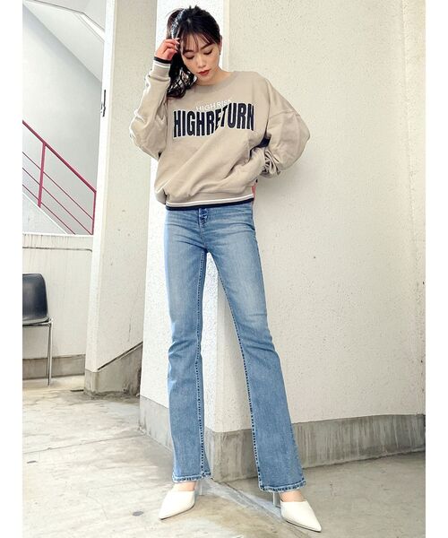 GYDA（ジェイダ）の「HIGHRISK HIGHRETURNバイカラーリブ スウェットトップス（スウェット・レディース・ベージュ/オフホワイト/カーキ・FREE）」の5枚目の写真