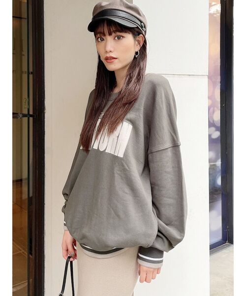 GYDA（ジェイダ）の「HIGHRISK HIGHRETURNバイカラーリブ スウェットトップス（スウェット・レディース・ベージュ/オフホワイト/カーキ・FREE）」の8枚目の写真