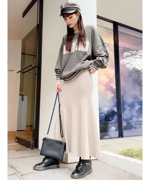 GYDA（ジェイダ）の「HIGHRISK HIGHRETURNバイカラーリブ スウェットトップス（スウェット・レディース・ベージュ/オフホワイト/カーキ・FREE）」の9枚目の写真