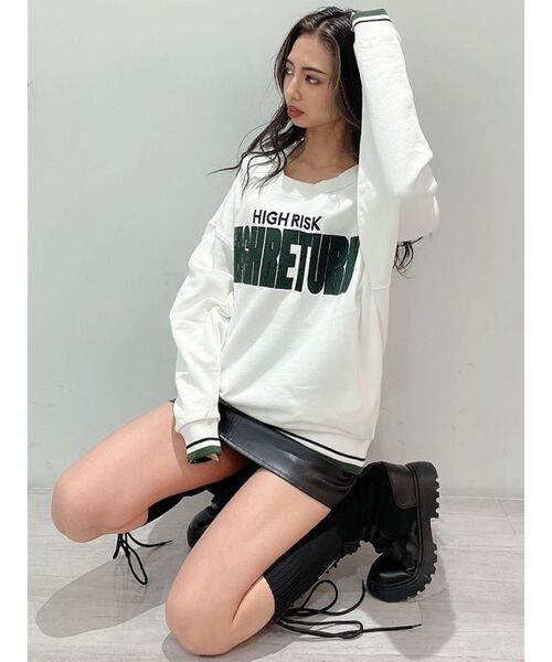 GYDA（ジェイダ）の「HIGHRISK HIGHRETURNバイカラーリブ スウェットトップス（スウェット・レディース・ベージュ/オフホワイト/カーキ・FREE）」の14枚目の写真