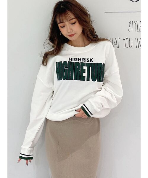 GYDA（ジェイダ）の「HIGHRISK HIGHRETURNバイカラーリブ スウェットトップス（スウェット・レディース・ベージュ/オフホワイト/カーキ・FREE）」の19枚目の写真