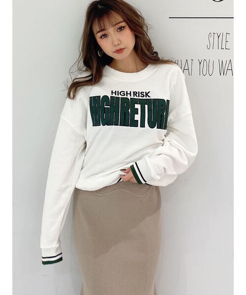 GYDA（ジェイダ）の「HIGHRISK HIGHRETURNバイカラーリブ スウェットトップス（スウェット・レディース・ベージュ/オフホワイト/カーキ・FREE）」の20枚目の写真