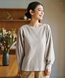 and myera しっかりリブで作ったボリューム袖トップス