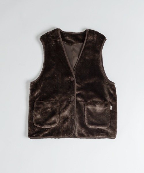 MUHET(ミュエータ)の「エコファーベスト(ベスト・レディース・ダークブラウン/ベージュ・FREE)」の3枚目の写真