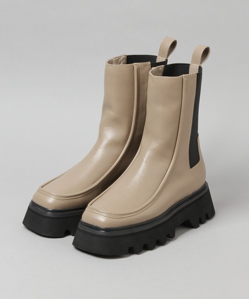 HARE（ハレ）の「ボリュームソールサイドゴアブーツ(HARE)（ブーツ・レディース・ブラック/ベージュ・M/L）」の9枚目の写真