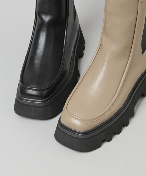 HARE（ハレ）の「ボリュームソールサイドゴアブーツ(HARE)（ブーツ・レディース・ブラック/ベージュ・M/L）」の22枚目の写真